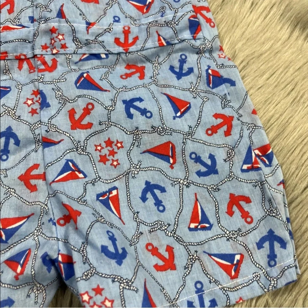 Vintage Toddler Blue Red Sailor Anchor Romper